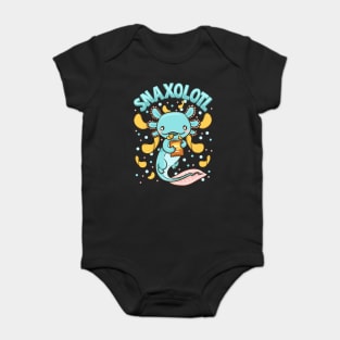 Cute & Funny Snaxolotl Adorable Snacking Axolotl Baby Bodysuit